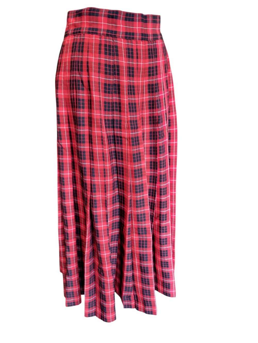 Vintage Chaus Red Plaid Pleated Maxi Skirt - Picture 3 of 9
